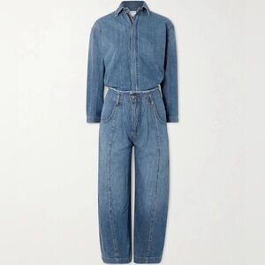 Rivet Utility New Yorker Frayed Denim Jumpsuit NEW
